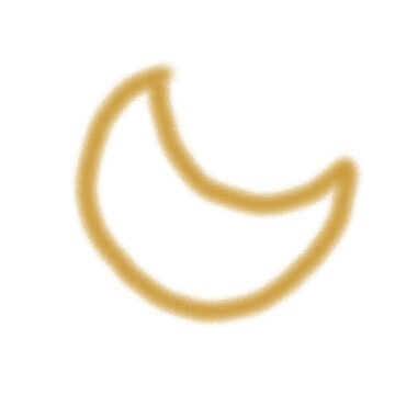 Hand Drawn Golden Crescent Moon 