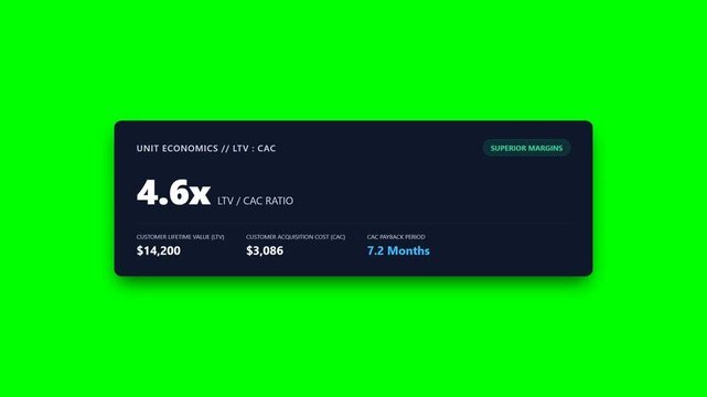 SaaS Unit Economics Dashboard Green Screen