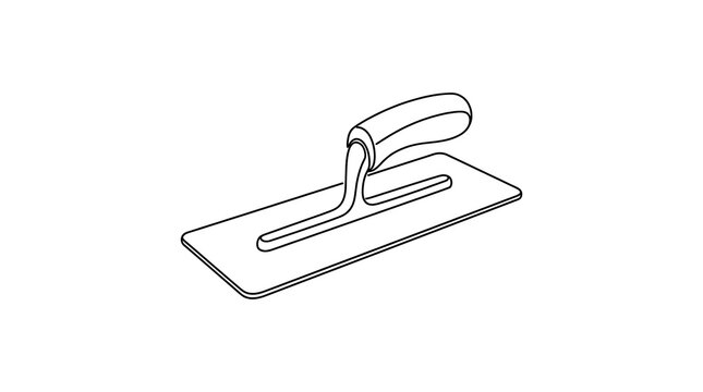 Metal plastering trowel construction tool icon with plastering construction concrete finishing handheld building