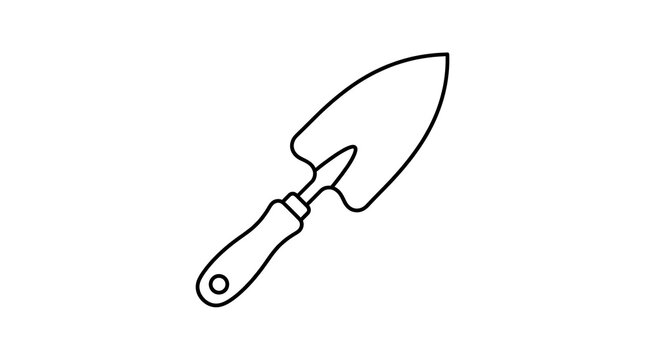 Handheld garden trowel planting tool icon with gardening planting equipment shoveling horticulture agriculture