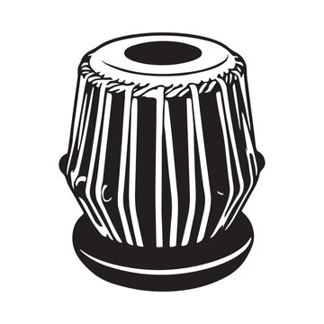 Vector illustration of tabla drum with white and black stripes