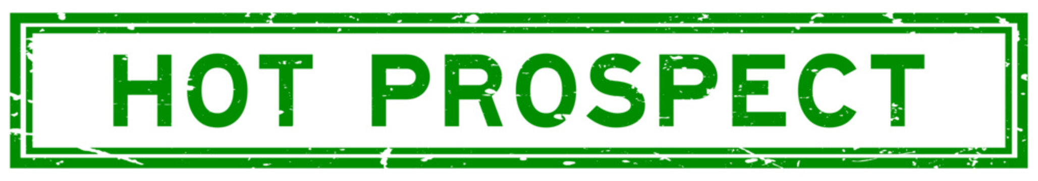 Grunge green hot prospect word square rubber seal stamp on white background
