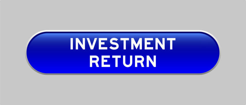 Blue color capsule shape button with word investment return on gray background