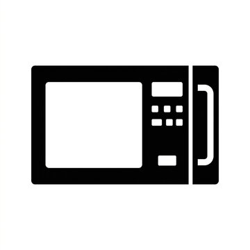 Microwave oven icon, black silhouette kitchen appliance symbol for cooking and food heating.