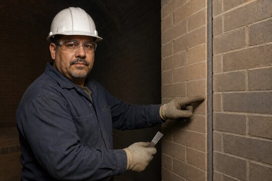 Industrial kiln refractory repair - an installer demonstrating a furnace expansion joint