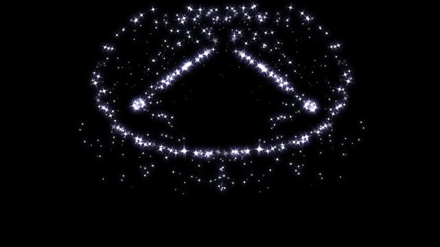 Sparkling star trail animation, glowing white glitter particles, magical fairy dust, twinkling doodle stars, shimmering starlight path, elegant fantasy light effect on black background, seamless 4K
