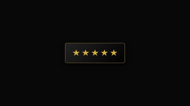 Five golden stars rating symbol for web design. Suitable for rating systems, reviews, feedback sections, and customer satisfaction websites.