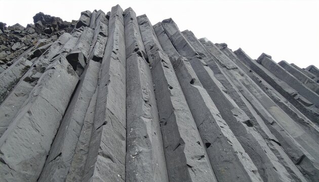 Striking Gray Basalt Columns Formed by Natural Geological Processes
