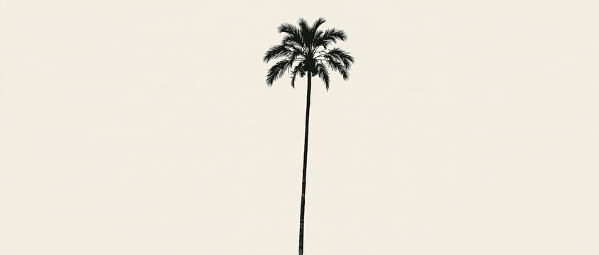 Clean minimalist vector illustration of a solitary palm tree centered on a light cream backdrop