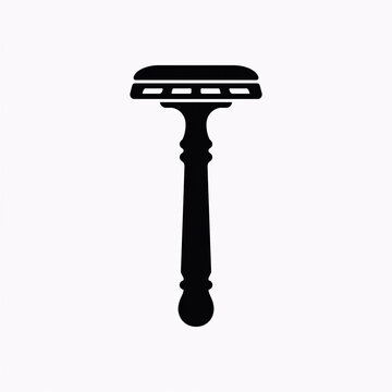Safety razor icon, classic shaving tool vector illustration for grooming and barber shop.