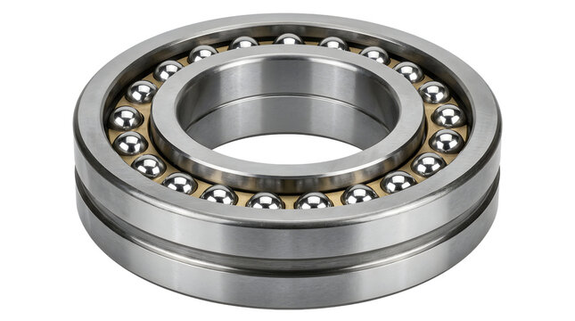 A close-up view of a ball bearing for the concept of machinery and industry.