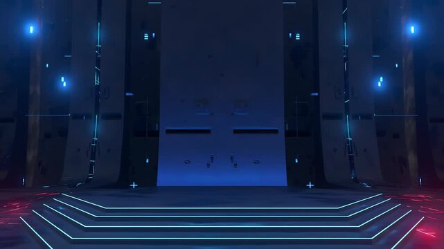 Futuristic Blue Neon Stage Platform Background Animation