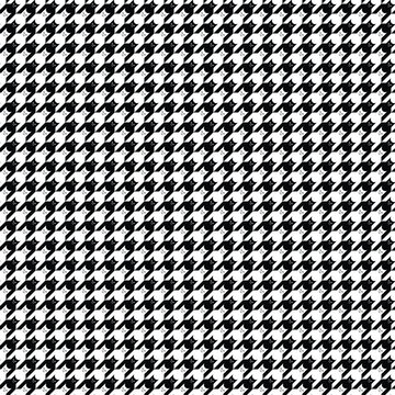 Houndstooth Cat Seamless Pattern, Escher Optical Illusion Black and White Textile Geometric Tessellation Vector
