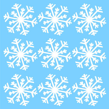 Christmas snowflake seamless pattern background. Traditional repeat festive Xmas seasonal cold design for greeting card. 