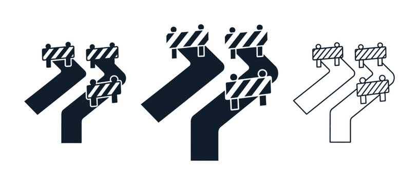 Road Detour and Construction Barrier Vector