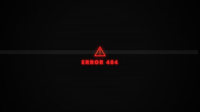 Error 404 Glitch Warning Sign Animation.