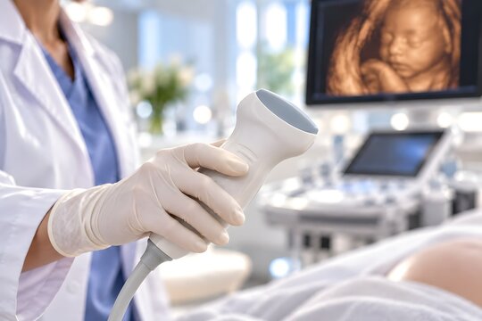 Ultrasound Probe for Prenatal Examination in Obstetric Clinic