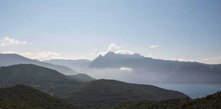 Bavella massif, mountain landscape, silhouette, Corsica, France