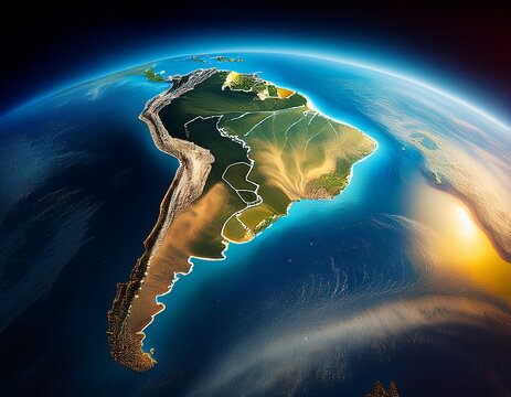 south america continent from space satellite view
