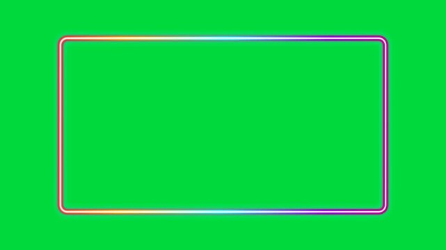Neon Gradient Rectangular Border Animation On Green Screen