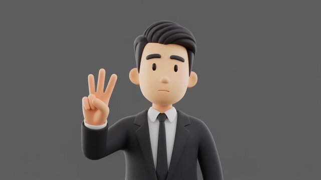 businessman with finger two