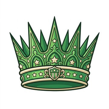 Decorative Green Crown Illustration with Star Details