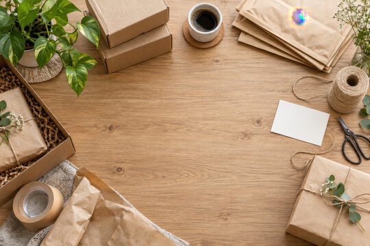Eco friendly packaging station for a small business