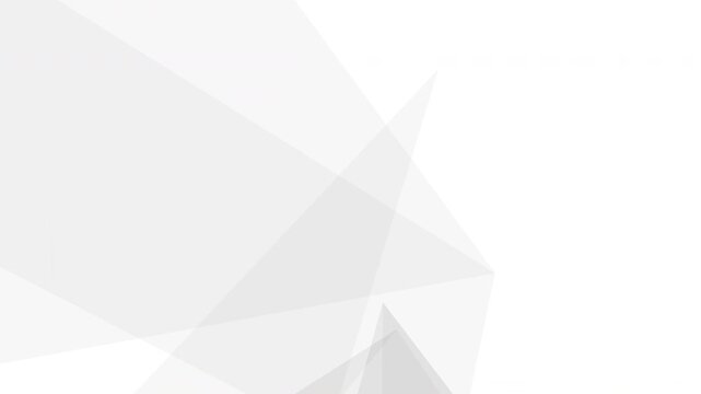 Abstract white background with slow geometric facets and grey shadows. Clean minimalist polygonal mesh animation. Futuristic 3d geometric shapes. technology corporate background.