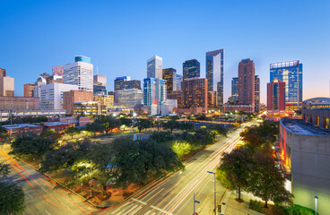 Houston, Texas, USA downtown park and skyline at blue hour 447 © Richard Kovacs photo