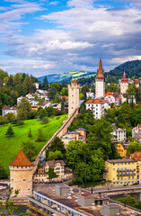 Obraz premium Lucerne, Switzerland at the medieval Musegg Wall and towers 437