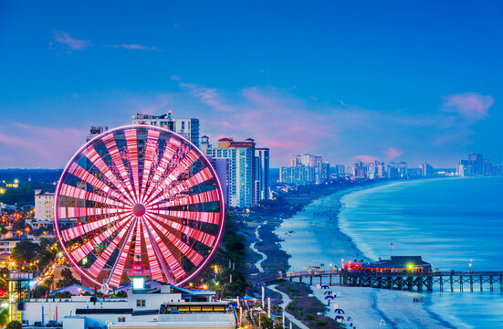 Myrtle Beach, South Carolina, USA city skyline at blue hour 433
