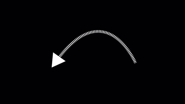 White Parabolic Arc Arrow Motion Graphic Overlay 4K with Alpha Channel Transparent Background