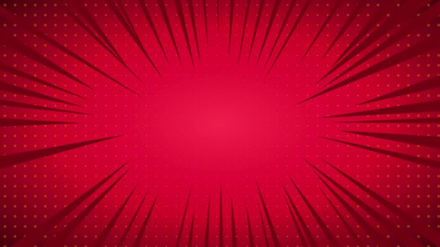 Red Comic Book Style Background with Motion Lines and Halftone Pattern