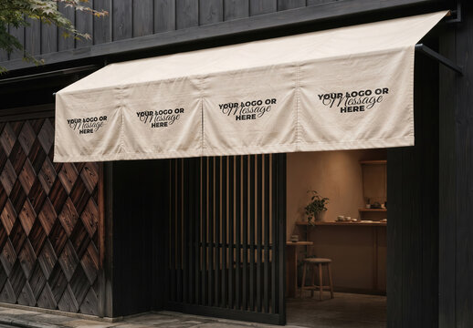 Minimalist Storefront Awning Branding Design Mockup