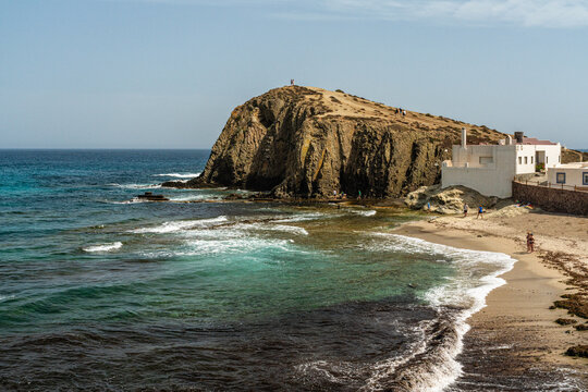 Scenic seascape at La Isleta del Moro, Provinca de Almeria, Cabo de Gata natural park, Spain.
