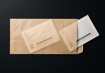 Translucent Brown Envelope with Cards Mockup