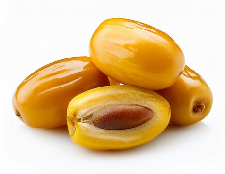 fresh yellow dates isolated on white