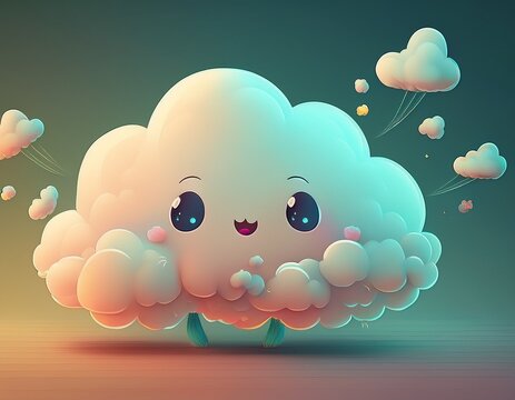 cloud blowing kawaii character