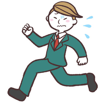 青ざめて走る会社員男性のイラスト