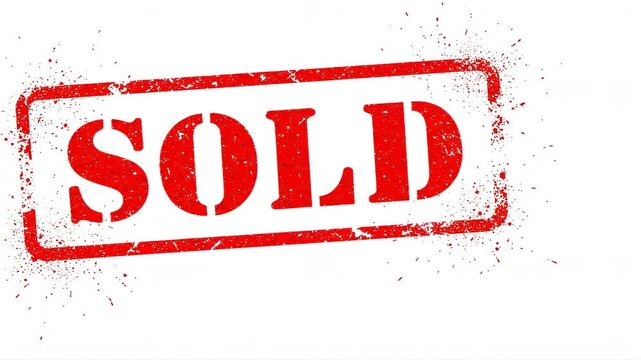 red sold rubber stamps with grunge texture aligned horizontally on a plain white background with grunge effect isolated