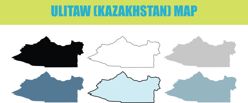 Ulitaw Kazakhstan map outline variations in neutral palette with green and yellow header