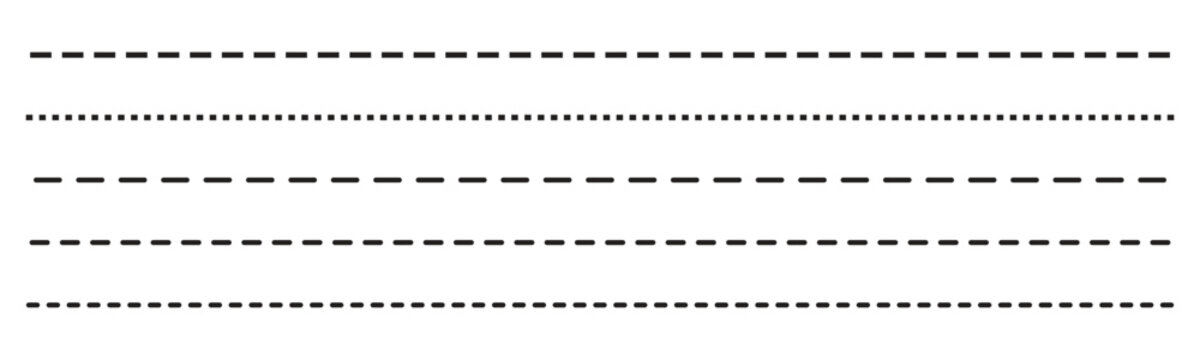 Black Horizontal dashed line set for layout design