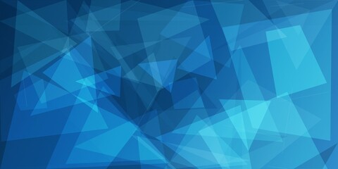 Obraz premium modern abstract blue background design with overlays of textured white transparent material in triangle diamond and squares shapes in random geometric pattern