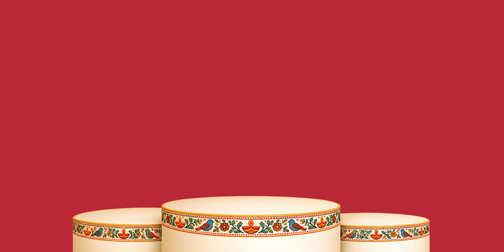 Diwali podium festive red background