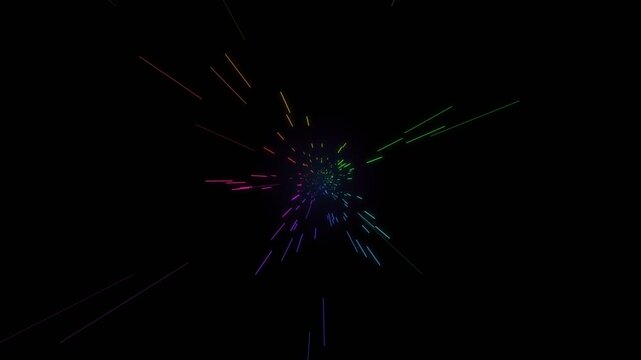 Colorful Light Streaks Flying Through a Futuristic Tunnel