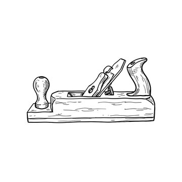 Woodworking hand plane tool sketch professional carpentry equipment.