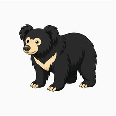 Obraz premium Sloth Bear nocturnal shaggy coated vector illustration