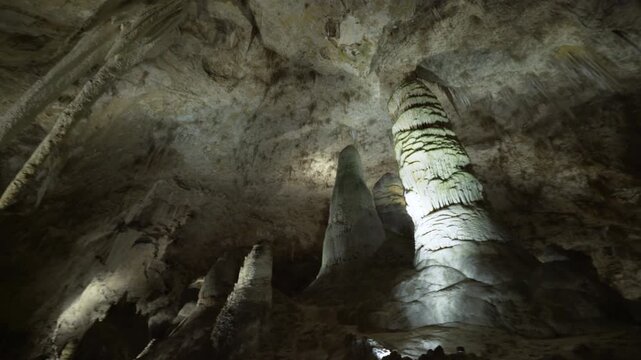 Cinematic shot of geological features at Carlsbad Caverns National Park in New Mexico, USA