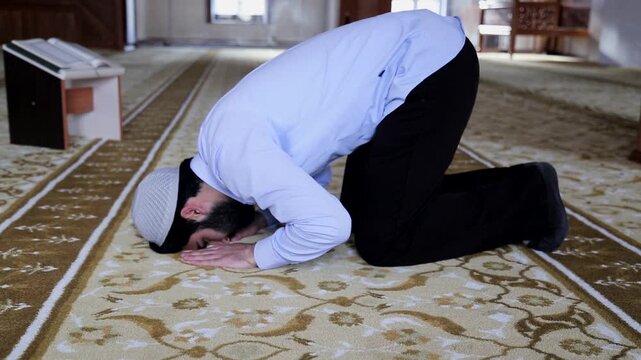 Religious Muslim Prayer in Mosque
