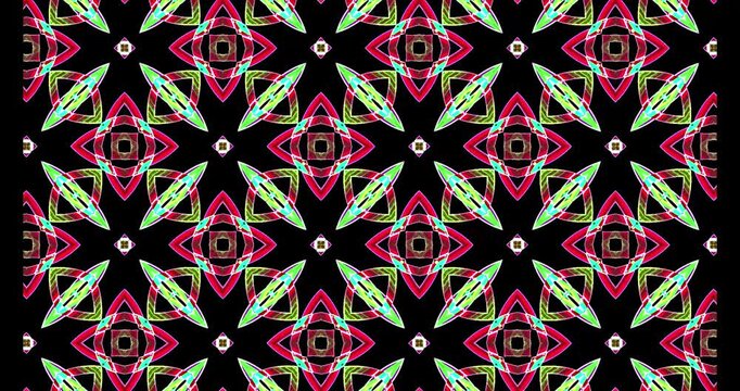 50 second Colorful red and blue gradient modern rectangle abstract kaleidoscope animation with geometric symmetry, displayed against rectangle transparent background, seamless looping visual effect.